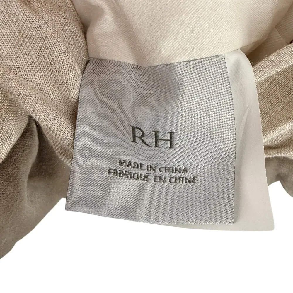 RH Restoration Hardware Velvet Linen Tufted Lumbar Pillow 22x14 Down Insert